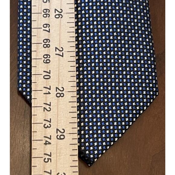 Mario Lorenzi Blue Black 100% Polyester Hand Made Men’s Neck Tie Made In China - Picture 5 of 9